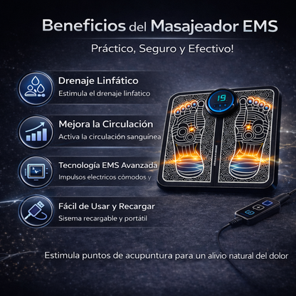 Masajeador EMS para Pies – Alivio del Dolor y Circulación en 10 Minutos