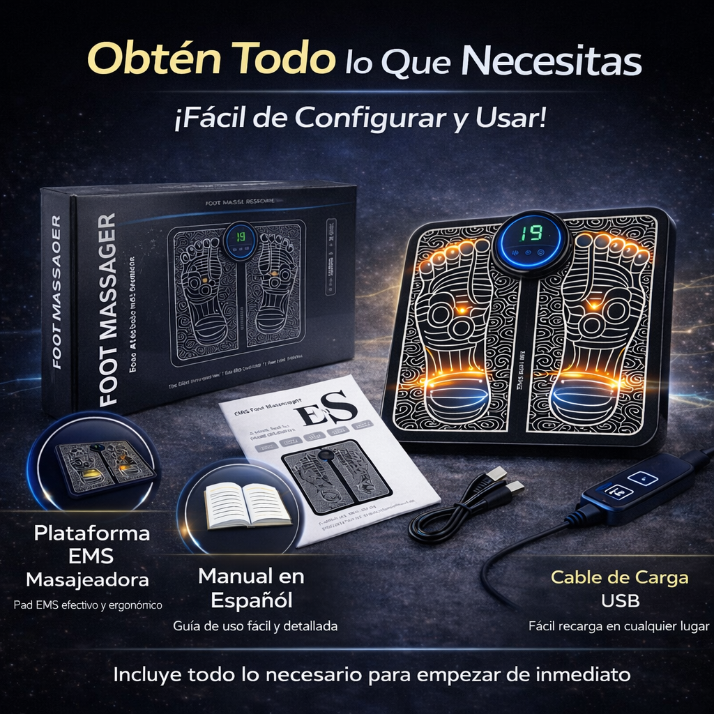 Masajeador EMS para Pies – Alivio del Dolor y Circulación en 10 Minutos