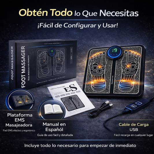 Masajeador EMS para Pies – Alivio del Dolor y Circulación en 10 Minutos